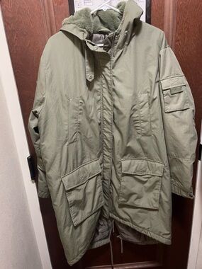 H&M Olive Green Faux-Fur Lined Parka Jacket - XL